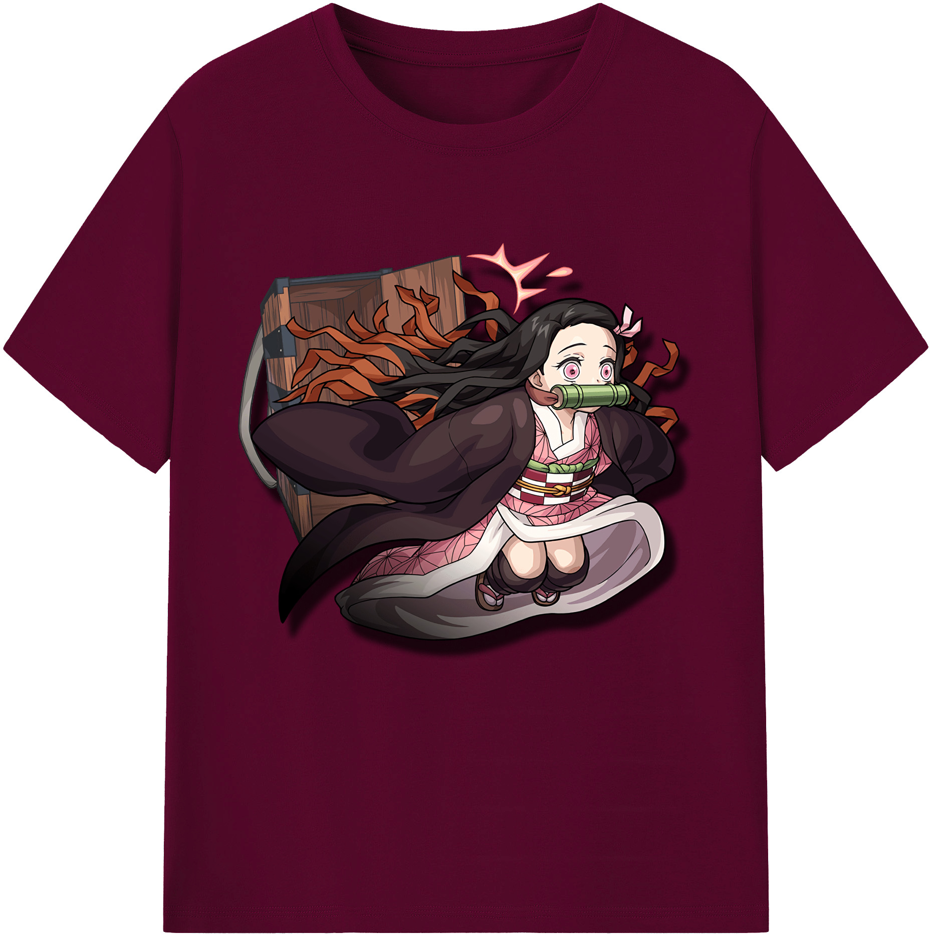 （画像用） 鬼滅の刃（きめつのやいば）竈門 禰󠄀豆子／かまど ねずこ Kamado Nezuko レディースカジュアルプリントTシャツ（綿100％）